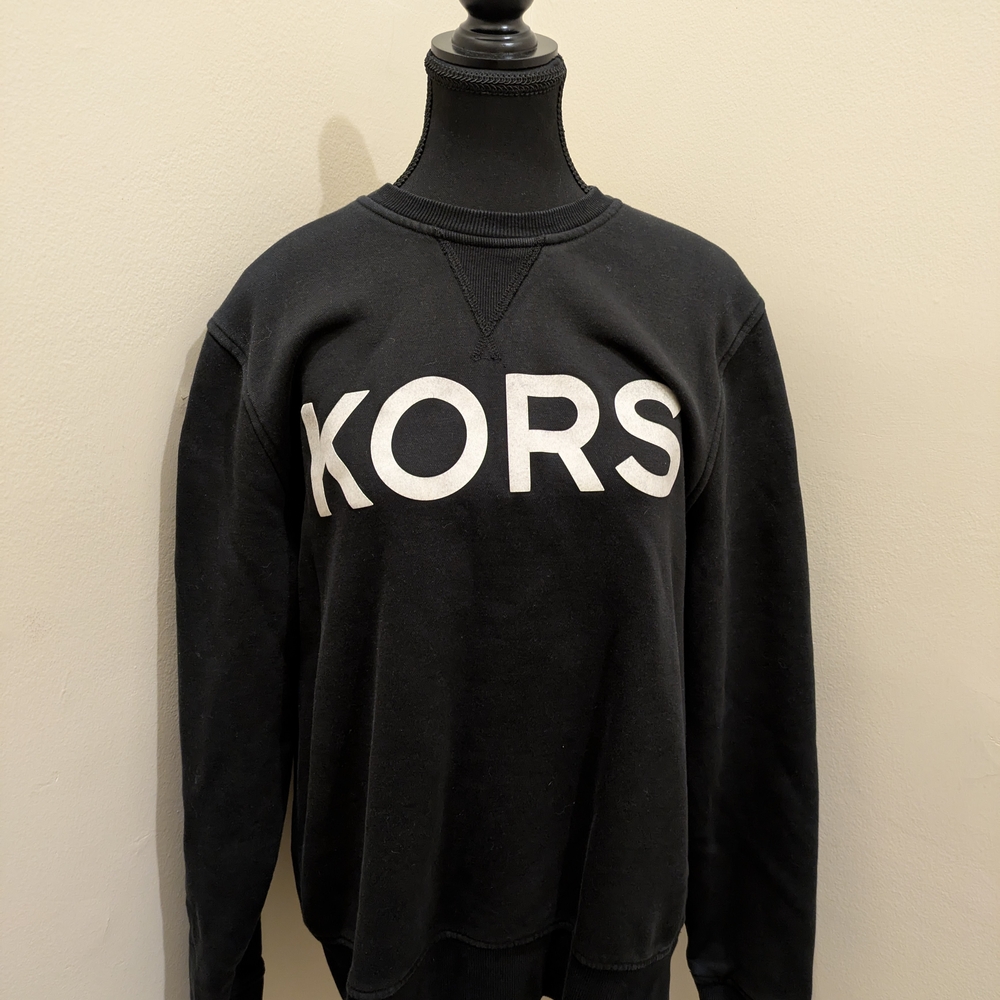 KORS Michael Kors Black Crewneck Sweater with Text